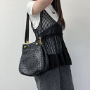 【中古】Bottega Veneta ボッテガヴェネタ イントレチャート ショルダーバッグ 肩掛け 斜め掛け ブラック レザー ヴィンテージ レディース【中古美品】HIBUOCHI VINTAGE