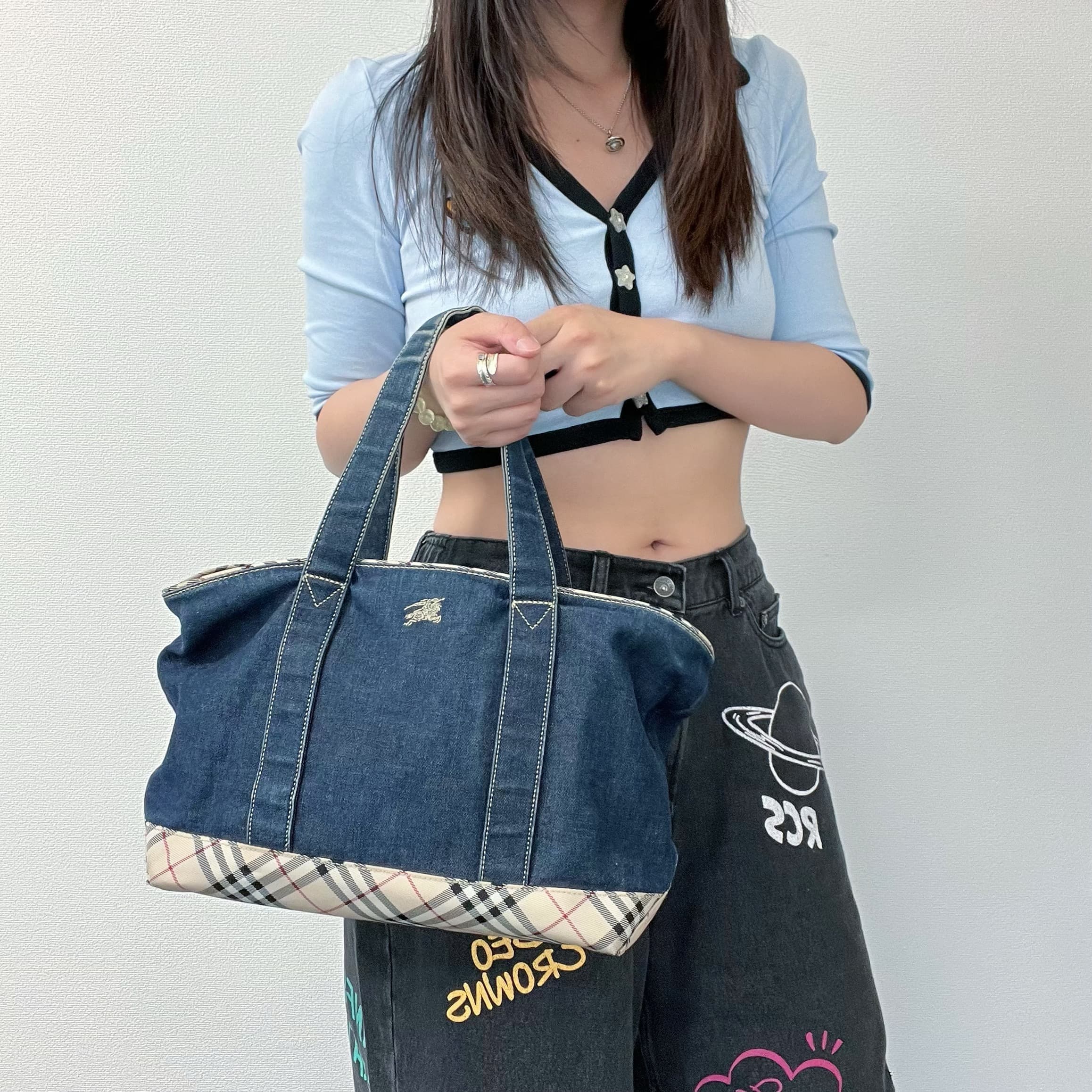 美品 BURBERRY ブルーレーベル ハンドバッグ デニム 2way 楽天市場】burberry ブルーレーベル デニム(レディースバッグ