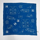 【中古】CHANEL シャネル ココマーク スカーフ シルク ブルー ホワイト ヴィンテージ レディース【中古美品】HIBUOCHI VINTAGE