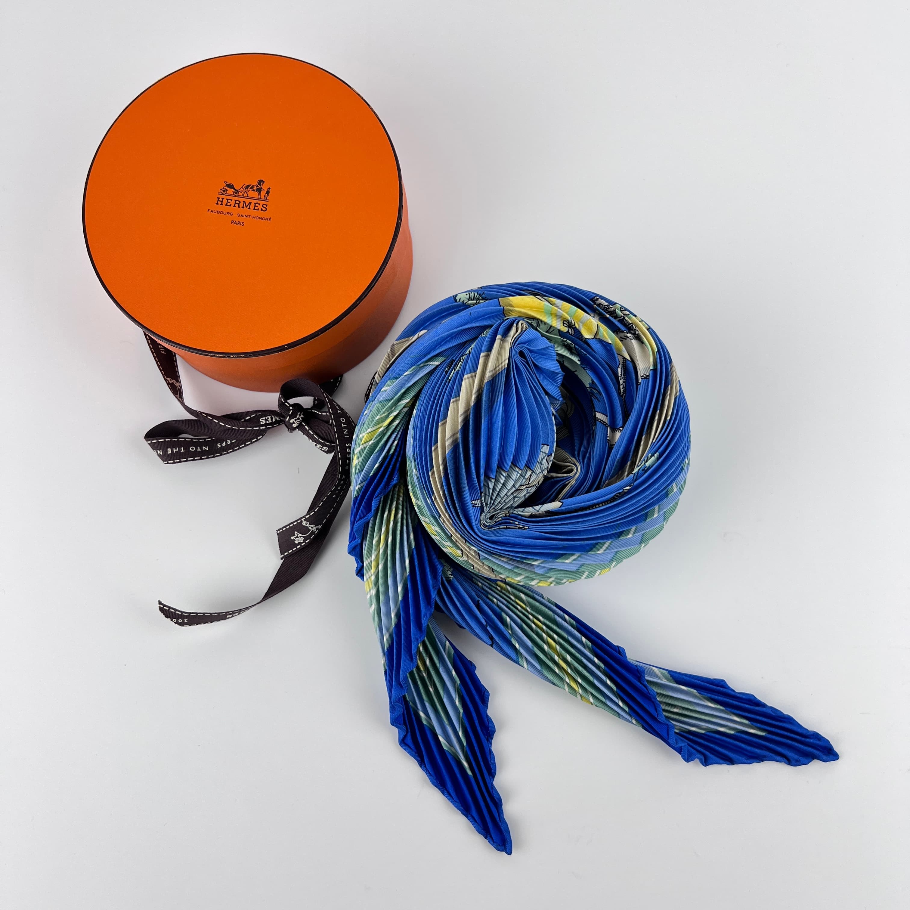 【中古】HERMES エルメス プリーツスカーフ スカーフ シルク マルチカラー ヴィンテージ レディース【中古美品】HIBUOCHI VINTAGE(4)