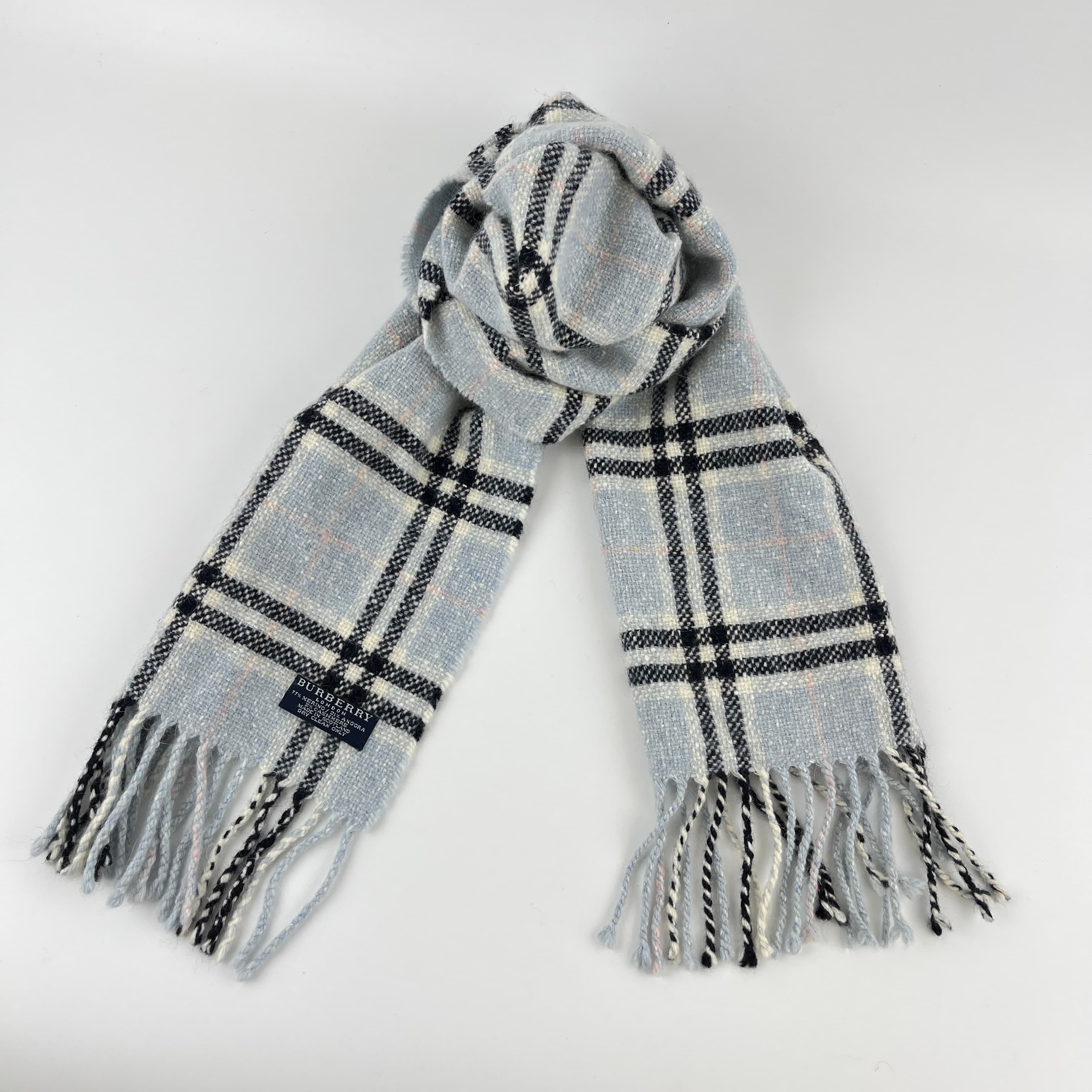 【中古】BURBERRY バーバリー ノバチェック マフラー メリノ アンゴラ カシミヤ マルチカラー ヴィンテ..