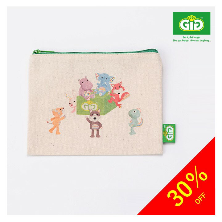 楽天GiGiショップ【6,800円以上で絵本付き】【オーガニックコットンのぬいぐるみGiGi（ジジ）】【フラットポーチ】キャンバス地 キッズ 大人 子ども　男の子 女の子 ギフト プレゼント 出産 入園 入学 お祝い クリスマス 誕生日 かわいい おしゃれ シンプル キャラクター 動物 収納 整理 便利