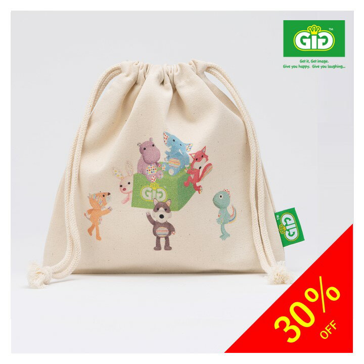 楽天GiGiショップ【6,800円以上で絵本付き】【オーガニックコットンのぬいぐるみGiGi（ジジ）】【巾着】キャンバス地 キッズ 大人 子ども　男の子 女の子 ギフト プレゼント 出産 入園 入学 お祝い クリスマス 誕生日 かわいい おしゃれ シンプル キャラクター 動物 収納 整理 便利