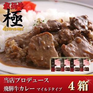 5つ星ホテル直営　産直　飛騨牛ビーフカレー4箱セット（マイルドタイプ）おうち割 ふっこう福袋 復袋 お取り寄せグルメ 観光地応援 高級食材料 お供え 御供え 帰省土産