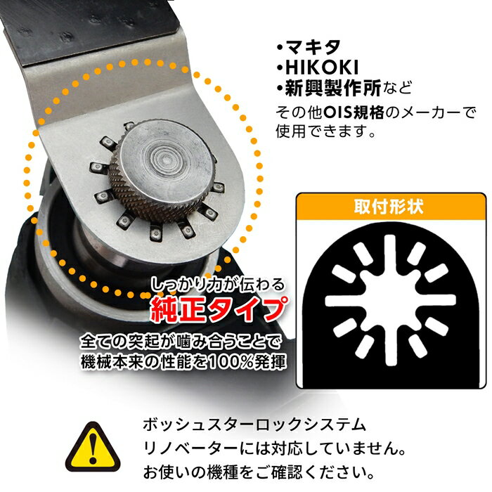 プロ仕様弓型先端形状6枚セット薄刃0.6mmCURVED-TIPマルチツール替刃マキタ日立(取付形状純正タイプ)