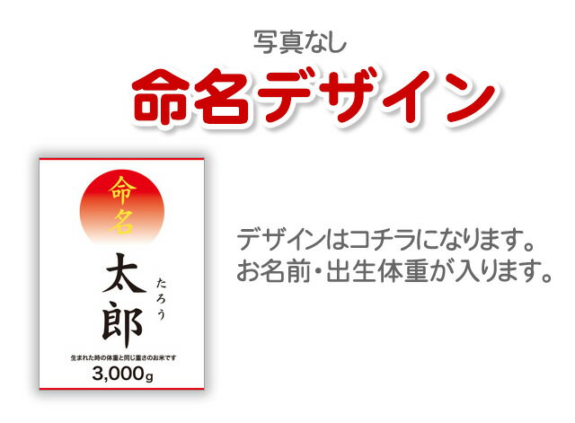 【出産内祝い】命名デザイン　岐阜県飛騨高山産 有機肥料使用　コシヒカリ　ギフト　赤ちゃん体重　米　自家栽培米　白米　　男の子　女の子