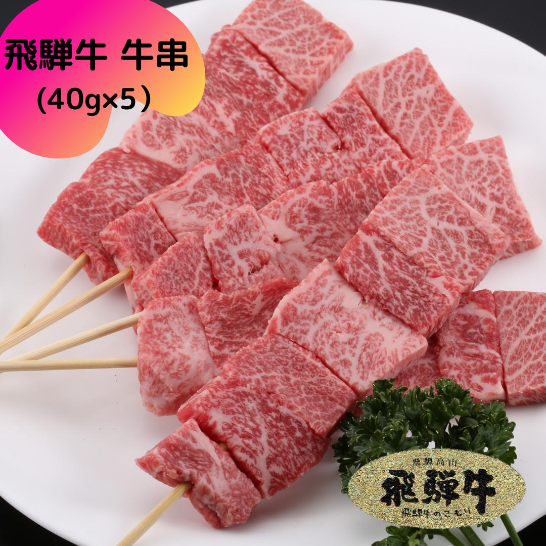 飛騨牛 牛串 5本入 (40g×5）2パック以上で送料無料 BBQ バーベキュー 飛騨牛串焼き 焼肉【岐阜県観光連盟・岐阜県高山市推奨土産品】