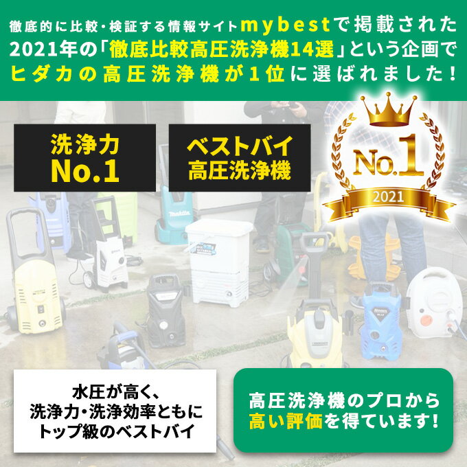 【クーポンで2500円引】ヒダカ 家庭用 高圧洗浄機 静音 HK-1890 2点セット コンパクト 東日本 西日本 50Hz/60Hz 別 延長高圧ホース10m ウォッシュブラシセット 洗車 洗車機 洗車用品 ベランダ 外壁 コケ 除去【レビュープレゼント対象】