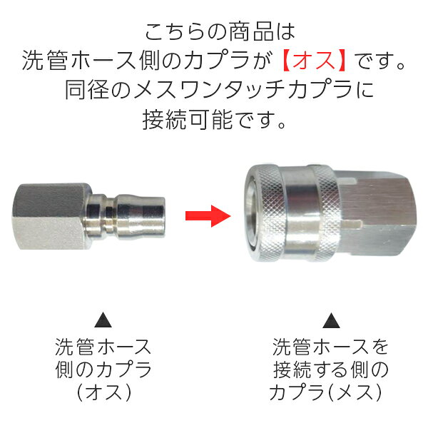 【送料無料】業務用高圧洗浄機用 プロ仕様 洗管ホース 1.2分ステンレス スズランノズル 1/4オスワンタッチカプラ仕様(メスカプラに接続可)