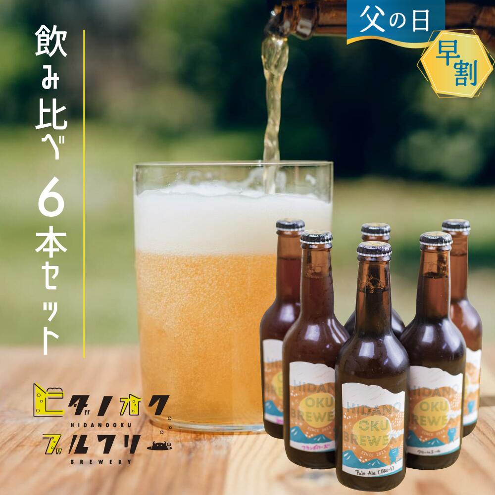 楽天ヒダカラ商店父の日 早割　ビール ギフト クラフトビール 6本 飲み比べ セッションIPA / ペールエール / クリームエール / 季節のビール 贈り物 ラベル おしゃれ かわいい 飛騨古川 ヒダノオクブルワリー 国産 ギフト 詰め合わせ