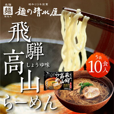 ヒダカラ商店 蔵出し高山ラーメン 2食×5袋 合計10食 10人前 醤油ラーメン 麺の清水屋 飛騨 中華そば 生麺 本格高山ラーメン 細打ちちぢれ麺 高山ラーメン 有名店 ご当地ラーメン らーめん 観光地応援 有名店 拉麺 お取り寄せ