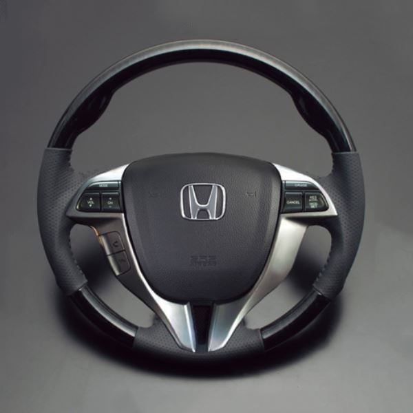 樂天商城 - 【特価販売中】送料無料 オデッセイ RB3/4 2008/10〜2013/10（平成20年10月〜平成25年10月） ハイグレード ウッド＆レザーステアリング 黒木目×ブラックレザー ガングリップ ステアリング LUNA ルナ ハンドル