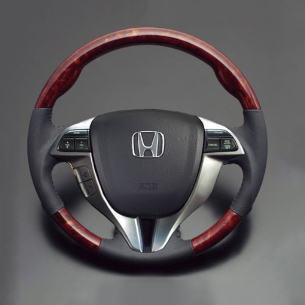 樂天商城 - 【特価販売中】送料無料 オデッセイ RB3/4 2008/10〜2013/10（平成20年10月〜平成25年10月） ハイグレード ウッド＆レザーステアリング 茶木目×ブラックレザー ガングリップ ステアリング LUNA ルナ ハンドル