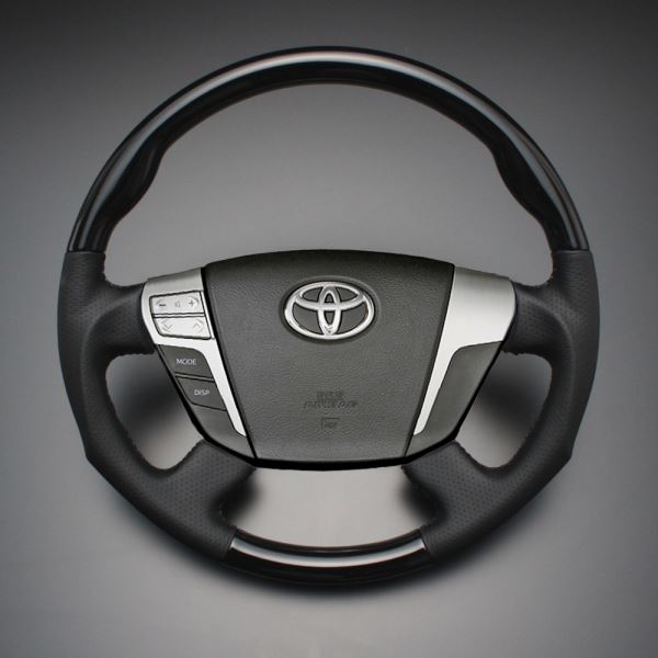 樂天商城 - 【特価販売中】送料無料 アルファード 20系 2008/05〜2015/01（平成20年05月〜平成27年01月） ハイグレード ウッド＆レザーステアリング ピアノブラック×ダークグレーレザー ガングリップ ステアリング LUNA ルナ ハンドル