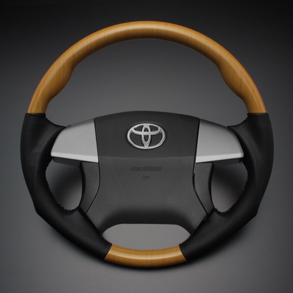 樂天商城 - 【特価販売中】送料無料 プレミオ 260系 2007/06〜2016/06（平成19年06月〜平成28年06月） ハイグレード ウッド＆レザーステアリング 黄木目×ダークグレーレザー ガングリップ ステアリング LUNA ルナ ハンドル
