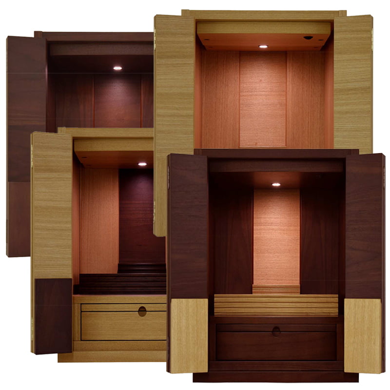 モダン仏壇・リスン206 上置き 16号【モダン仏壇】【ミニ仏壇】木目を最大限に活かしたシンプルなデザ..