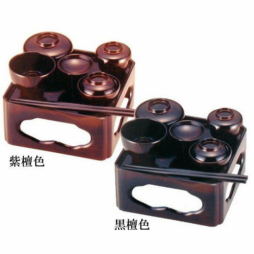 PC仏膳椀 唐木調 膳幅：5.5寸 × 入子