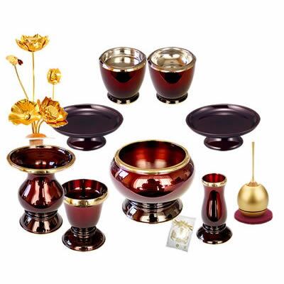 日蓮宗仏具セット【モダン仏壇 上置用 小サイズ】日蓮宗に必要となる仏具を当店だけのオリジナルセットで揃えたモダン仏壇の18号以下の小型仏壇におすすめな基本となるモダン仏具11点セット