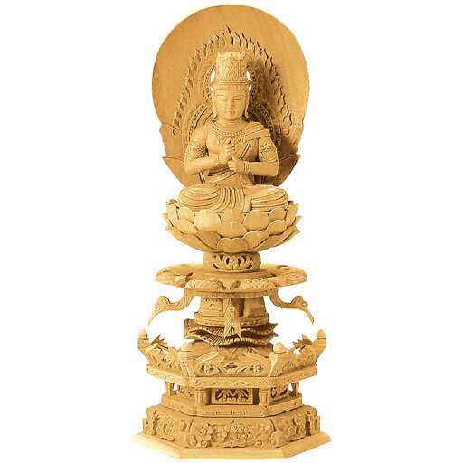 仏像・大日如来(楠木地彫 六角台座 ケマン付 金泥書き)2.5寸(高さ:30.0cm)【仏具】高級木材の楠木を使い台座にケマンも付いた、職人が仕上げた本格的な高級仏像 仏像・大日如来(楠木地彫 六角台座 ケマン付 金泥書き)2.5寸(高さ:30.0cm)【仏具】高級木材の楠木を使い台座にケマンも付いた、職人が仕上げた本格的な高級仏像