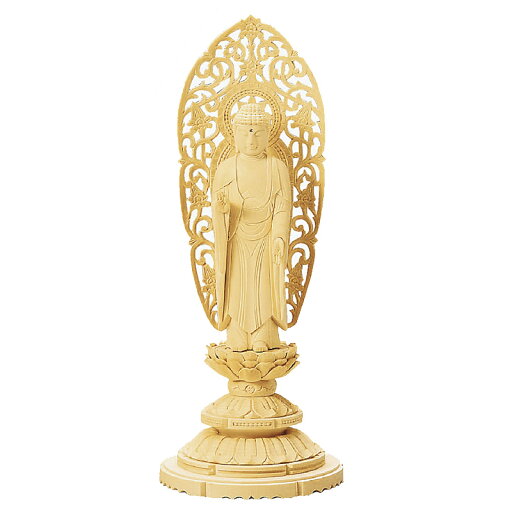 仏像・舟立弥陀(総白木 丸台座) 4.0寸(高さ:25.2cm) 仏像・舟立弥陀(総白木 丸台座) 4.0寸(高さ:25.2cm)