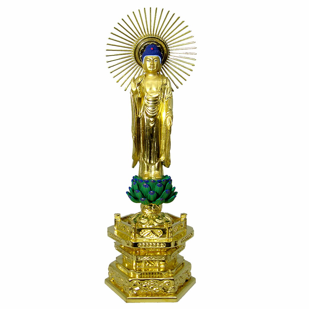 仏像・東立弥陀（純金中七 肌粉） 4.0寸（高さ：29.0cm）