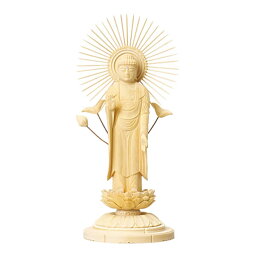 仏像・東立弥陀（総白木 C型低丸台）5.0寸（高さ：27.3cm）
