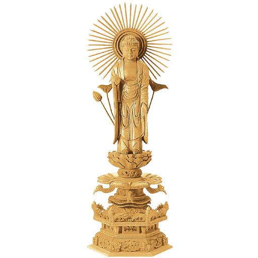 仏像・東立弥陀(楠木地彫 六角台座 ケマン付 金泥書き)4.0寸(高さ:31.0cm)【仏具】真宗大谷派の御本尊の阿弥陀如来を高級木材の楠木を使い職人が仕上げた本格的な仏像 仏像・東立弥陀(楠木地彫 六角台座 ケマン付 金泥書き)4.0寸(高さ:31.0cm)【仏具】真宗大谷派の御本尊の阿弥陀如来を高級木材の楠木を使い職人が仕上げた本格的な仏像