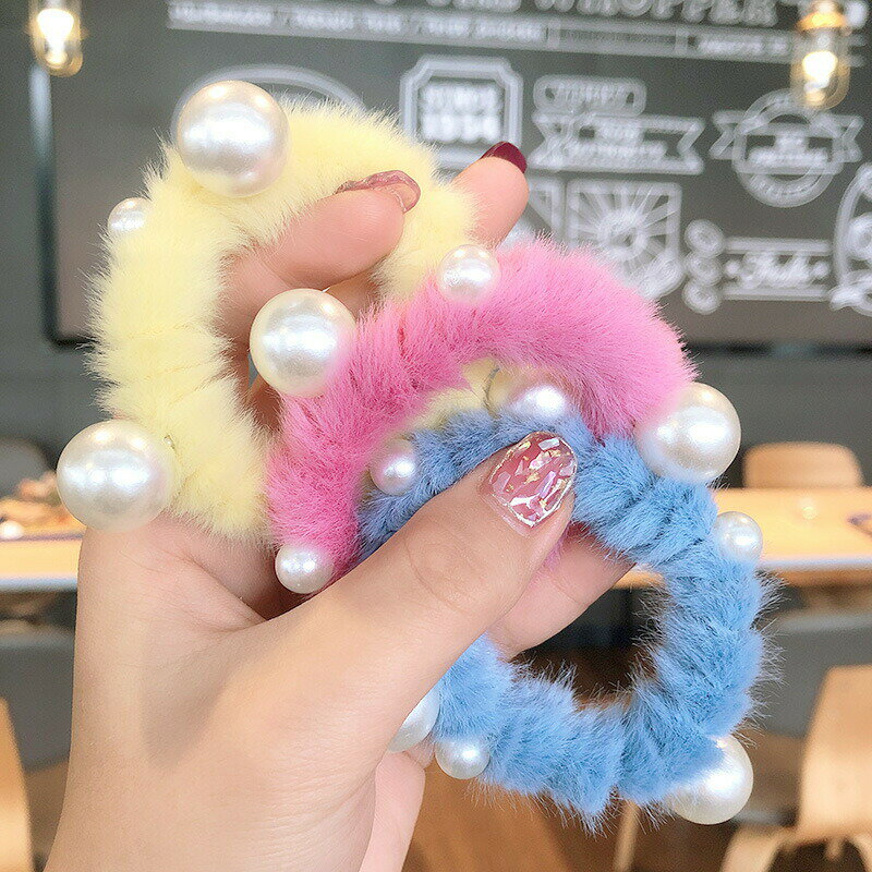 オープン記念4月1日から店内全品ポイント15倍！！ランダムパールフェイクファーパステルカラーヘアゴム　ヘアゴム ポニーフック ヘアカフ レディース ヘアアクセサリー かわいい おしゃれ プレゼント