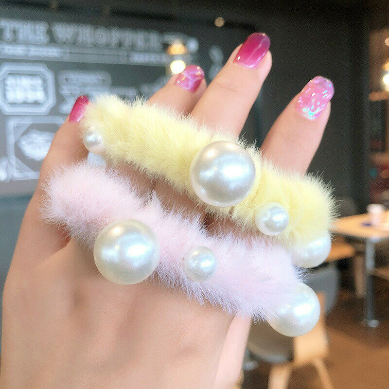 オープン記念4月1日から店内全品ポイント15倍！！ランダムパールフェイクファーパステルカラーヘアゴム　ヘアゴム ポニーフック ヘアカフ レディース ヘアアクセサリー かわいい おしゃれ プレゼント