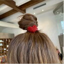 オープン記念4月1日から店内全品ポイント15倍!!ベルベット風ビッグハート2連結びヘアゴム 可愛い レディース ヘアアクセサリー かわいい おしゃれ プレゼント...