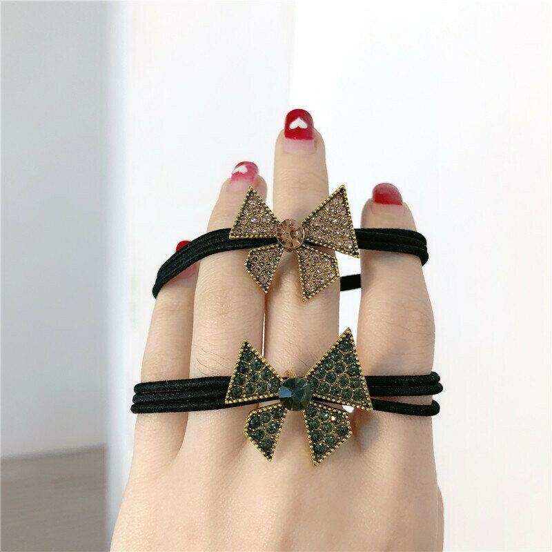 ポイ活応援店内全品ポイント10倍以上！！シャープフォルムラインストーンメタルリボン2連ヘアゴム　　ヘアアレンジ　　ガーリー レディース ヘアアクセサリー かわいい おしゃれ プレゼント