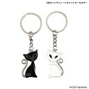 オープン記念4月1日から店内全品ポイント15倍!!2色セットモノトーンキャットキーホルダー・キーチェーン 新発売セール かわいい バッグチャーム 猫 ねこ プレ...