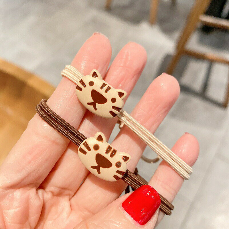 ポイ活応援店内全品ポイント10倍以上！！タイガーフェイス2連結びヘアゴム　大人　かわいい　ヘアアレンジ　プレゼント　ヘアアクセ　ハーフアップ