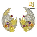 K18 PT ダイヤモンド 0.5ct アメジスト トルマリン ルビー イヤリング 【中古】
