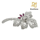 K18 WG ルビー 0.2ct ダイヤモンド 0.6ct プローチ 【中古】