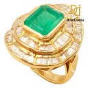 コロンビア K18 YG エメラルド 2.74ct ダイヤモンド 1.24ct リング 12号 【中古】