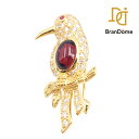 鳥モチーフ K18 YG ガーネット 1.93ct ダイヤモンド 0.72ct ルビー 0.02ct プローチ 【中古】