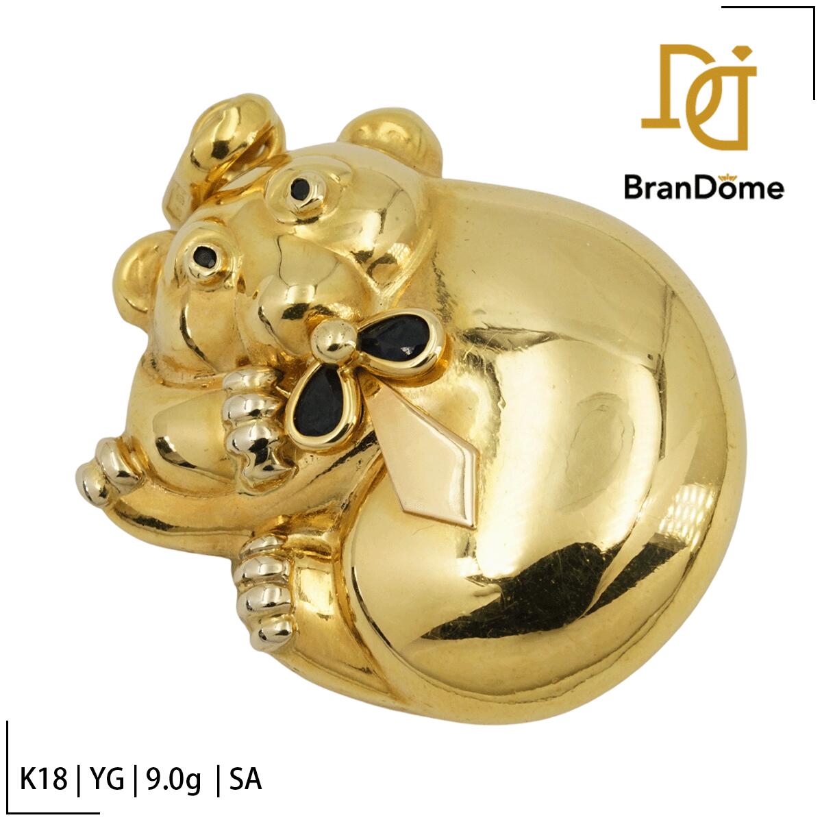 Rakuten - 【中古】 ペンダント クマ モチーフ サファイア K18 YG イエローゴールド 750 レディース ジュエリー pendant