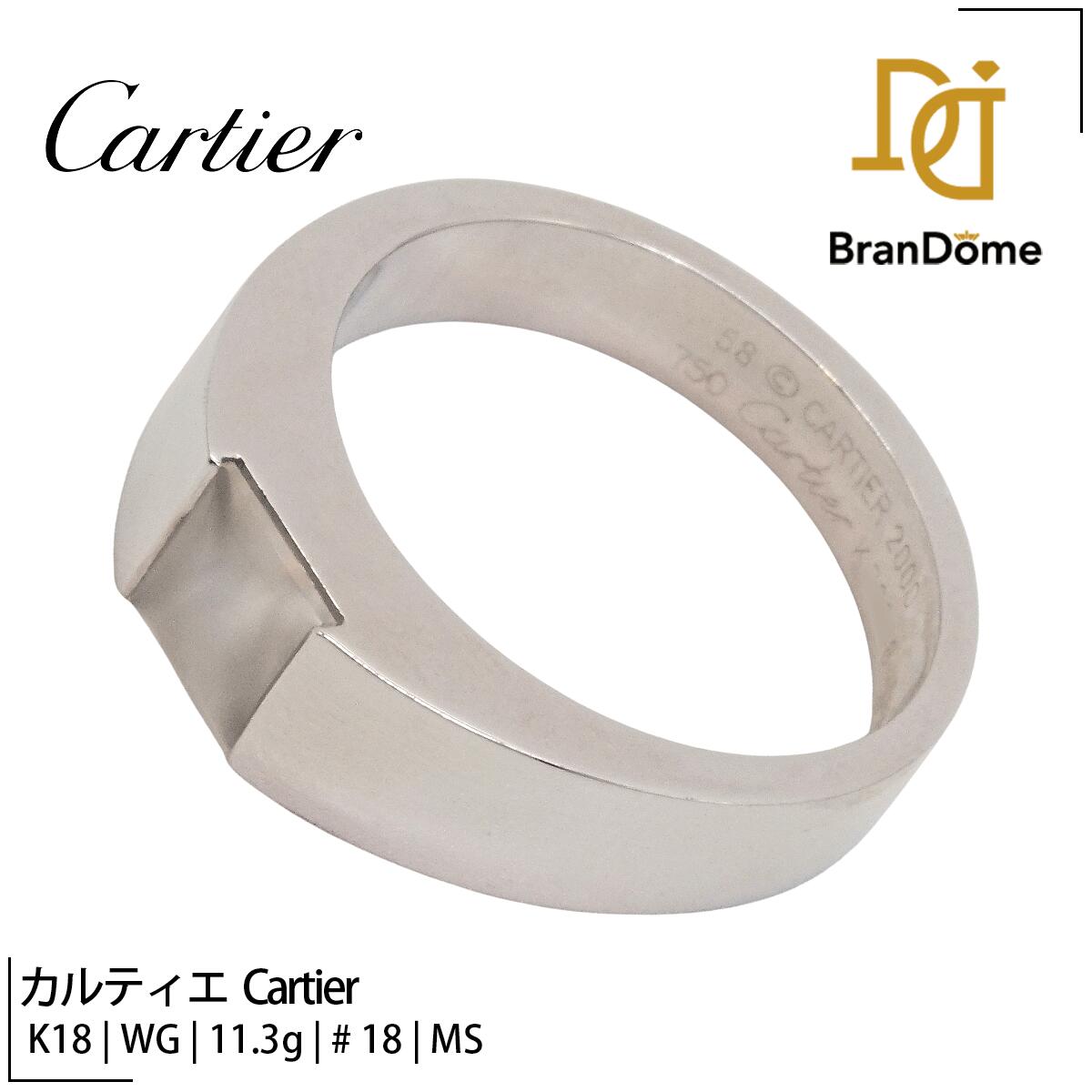 Moonstone - 【中古】 カルティエ Cartier リング タンク ムーンストーン K18 WG ホワイトゴールド #58 約18号 指輪 750 レディース ジュエリー Tank ring