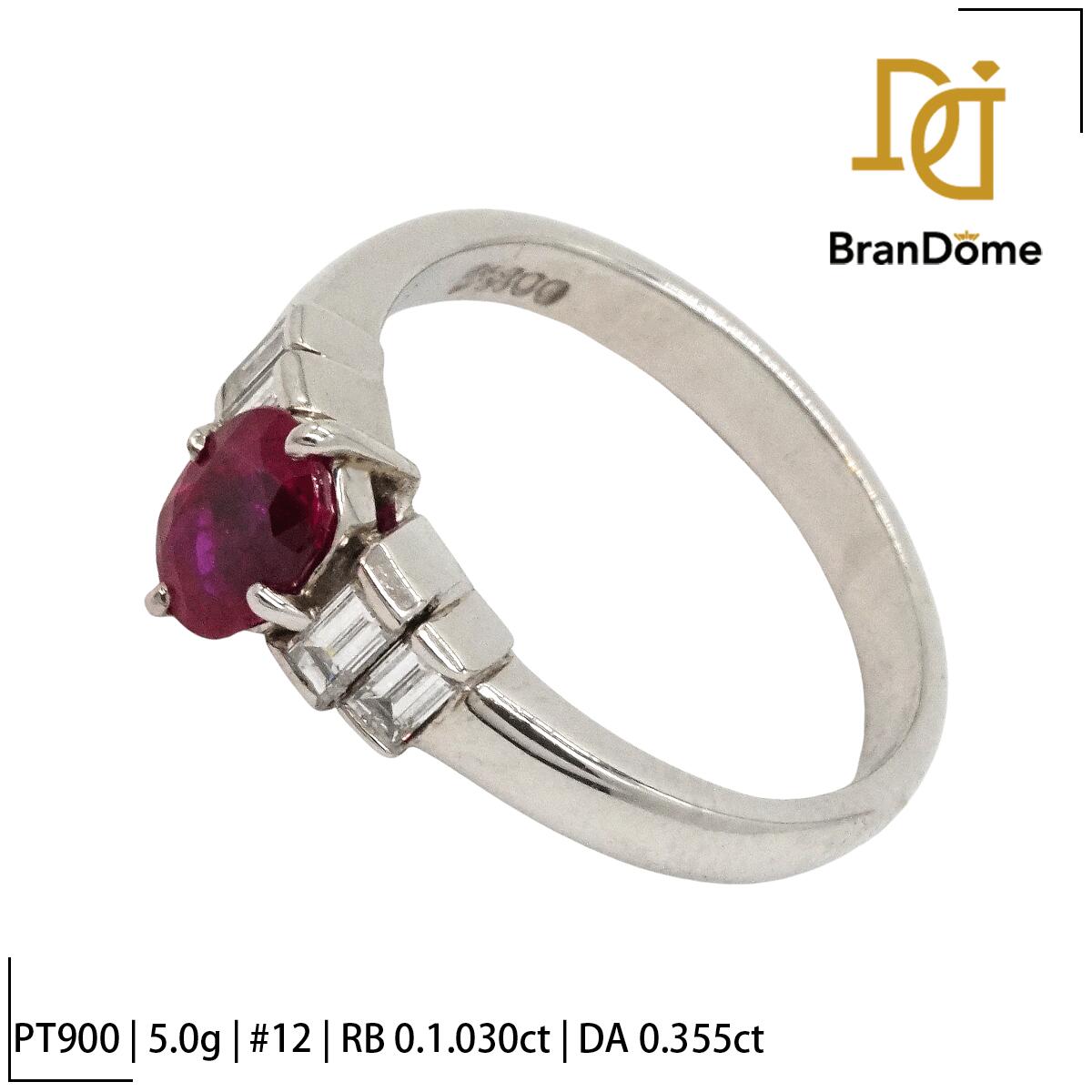 Rakuten - 【楽天スーパーSALE】【中古】 リング ルビー 1.03ct ダイヤモンド 0.355ct PT900 プラチナ #52 約12号 指輪 レディース ジュエリー ring