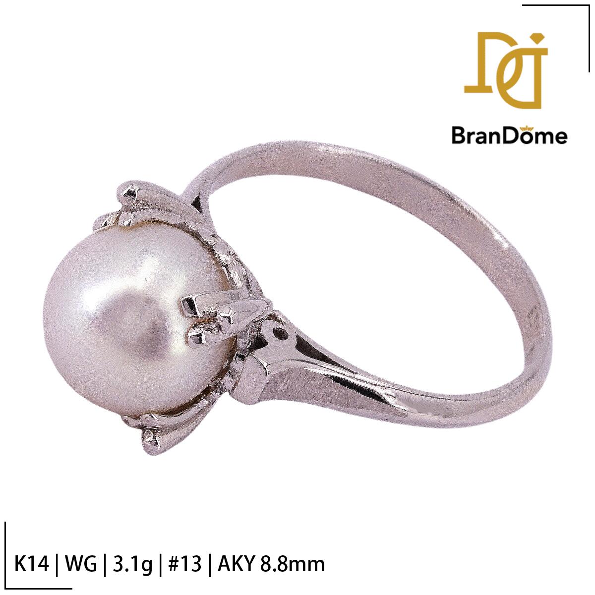 Rakuten - 【中古】 リング アコヤ パール 8.8mm K14 WG ホワイトゴールド #53 約13号 指輪 585 レディース ジュエリー ring