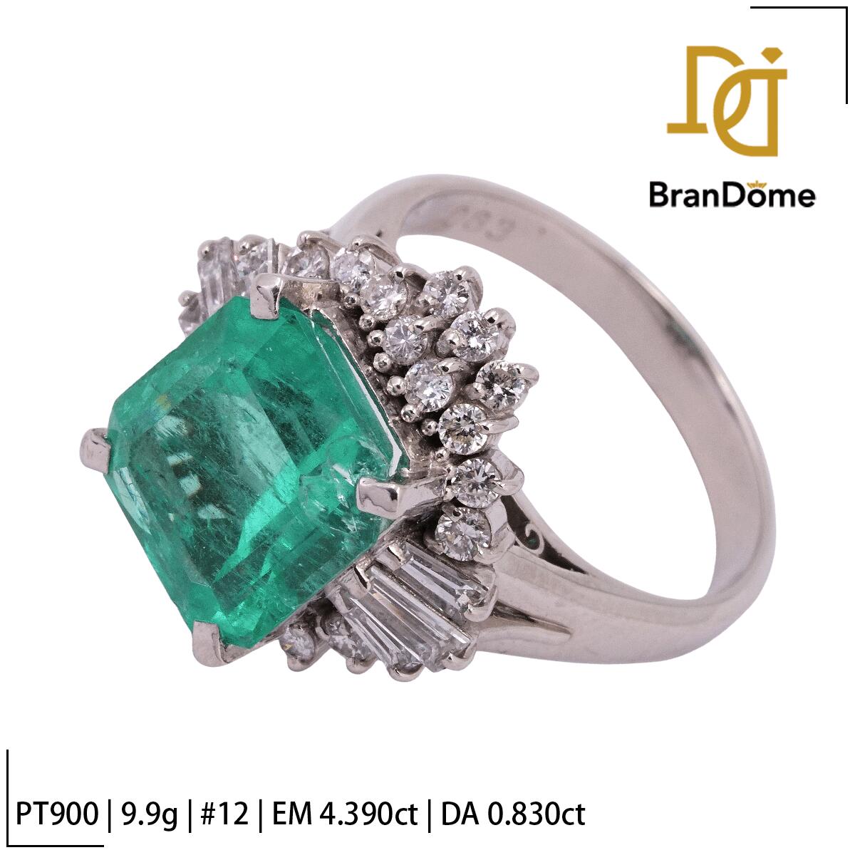 Rakuten - 【中古】 リング エメラルド 4.39ct ダイヤモンド 0.83ct PT900 プラチナ #52 約12号 指輪 レディース ジュエリー ring