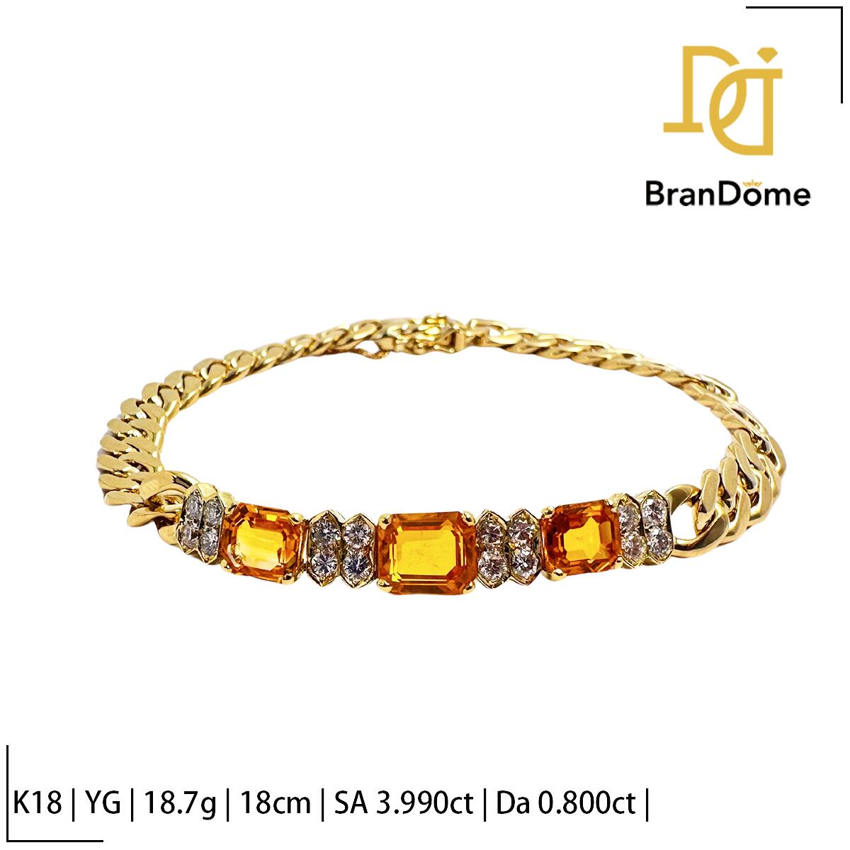 特A級品イエローオレンジサファイア ボタンカットブレスレット 16cm 特A級品イエローオレンジサファイア ボタンカットブレスレット 16cm 特