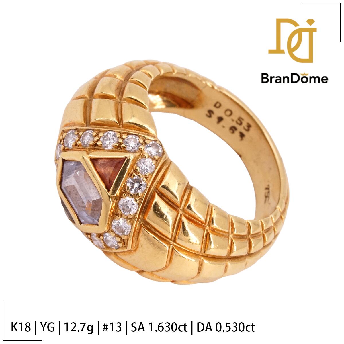 Rakuten - 【中古】 リング サファイア 1.63ct ダイヤモンド 0.53ct K18 YG イエローゴールド #53 約13号 指輪 750 レディース ジュエリー ring