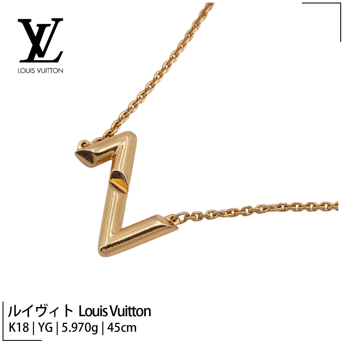 Rakuten - 【中古】 ルイヴィト Louis Vuitton ネックレス ヴォルトアップ サイドダウン 地金 パンダンティフ K18 YG イエローゴールド チェーン長さ約45cm 750 レディース ジュエリー Volt Upside Down necklace