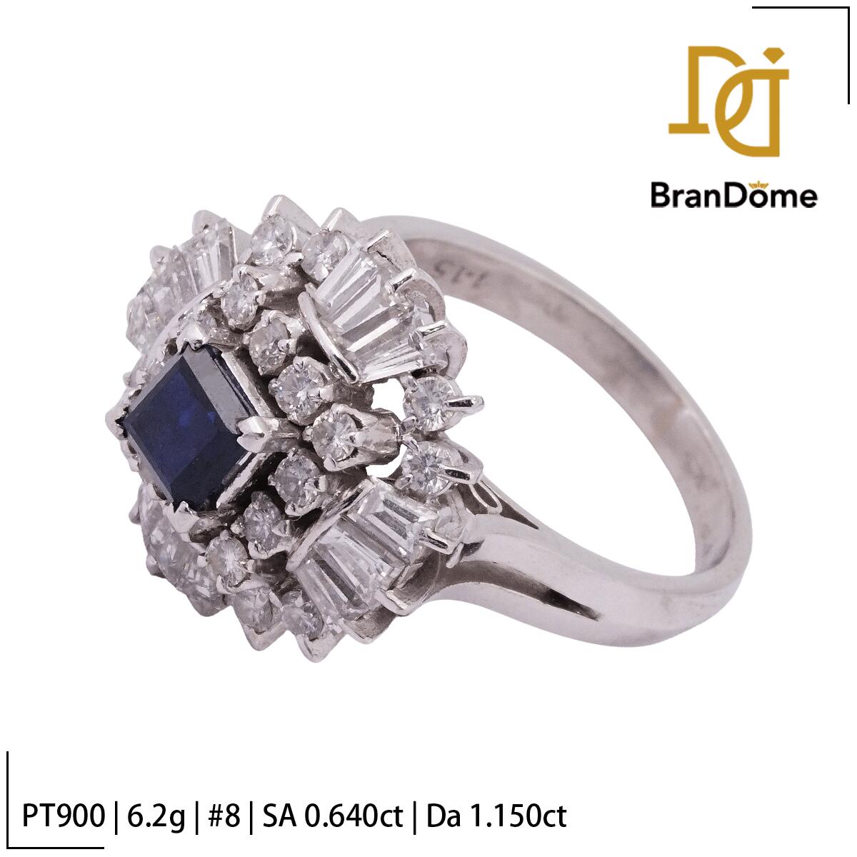 【中古】 リング サファイア 0.64ct ダイヤモンド 1.15ct PT900 プラチナ #48 約8...