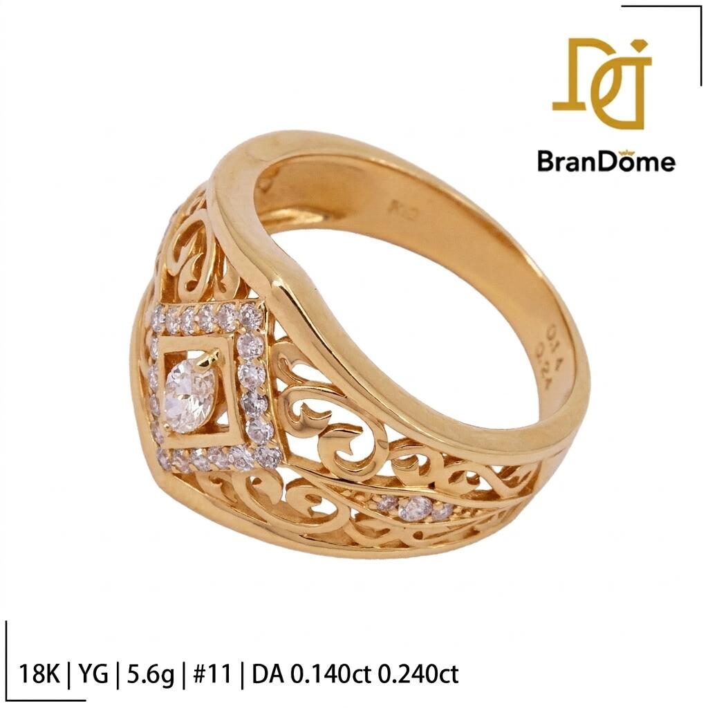 Rakuten - 【中古】 リング ダイヤモンド 0.14ct 0.24ct K18 YG イエローゴールド #51 約11号 指輪 750 レディース ジュエリー ring