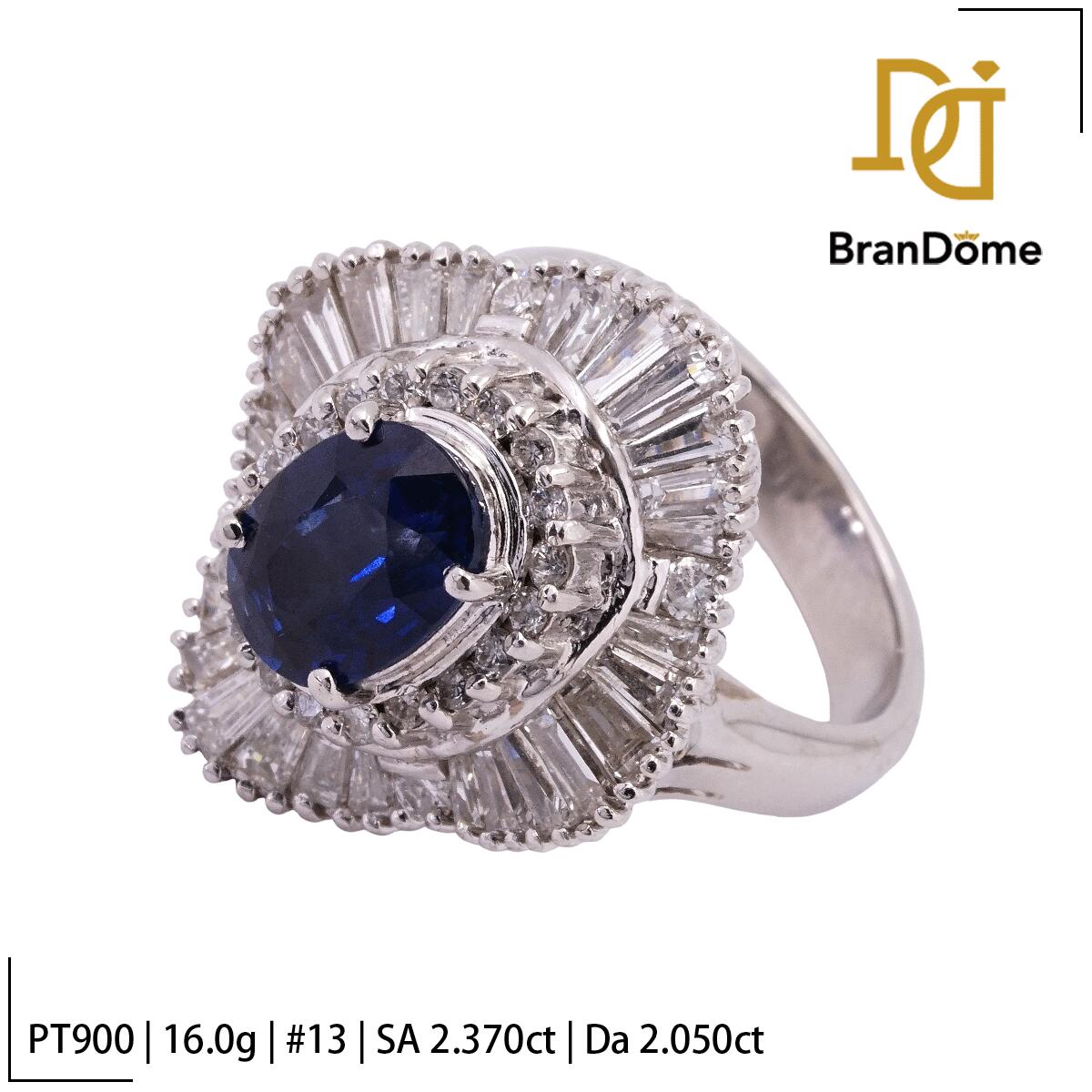 Rakuten - 【中古】 リング サファイア 2.37ct ダイヤモンド 2.05ct PT900 プラチナ #53 約13号 指輪 レディース ジュエリー ring