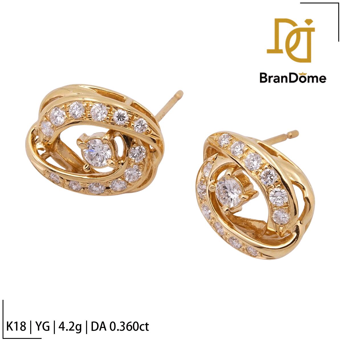 Rakuten - 【中古】 ピアス ダイヤモンド 0.36ct 0.36ct K18 YG イエローゴールド 750 レディース ジュエリー pierce