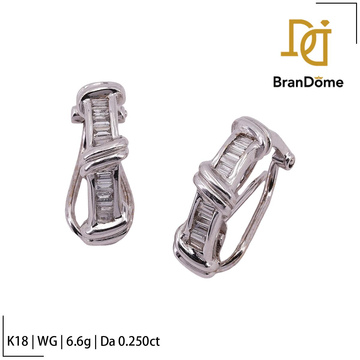 Rakuten - 【中古】 ピアス ダイヤモンド 0.25ct K18 WG ホワイトゴールド 750 レディース ジュエリー pierce